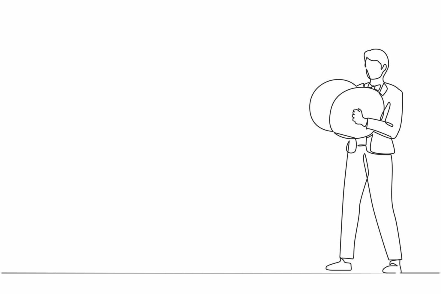 Single one line drawing male musician playing cymbals. Man performer playing classical music with percussion musical instrument. Person performs on stage. Continuous line draw design graphic vector