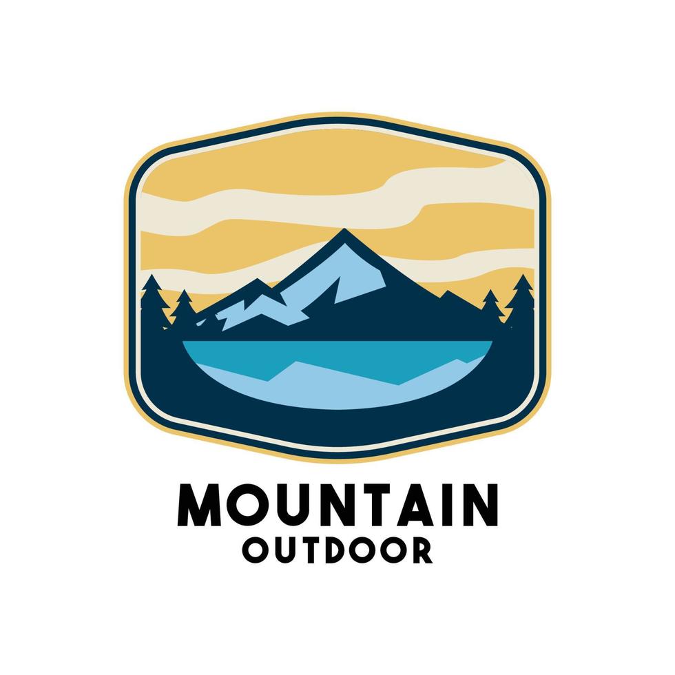 mountain outdoor badge logo design vector