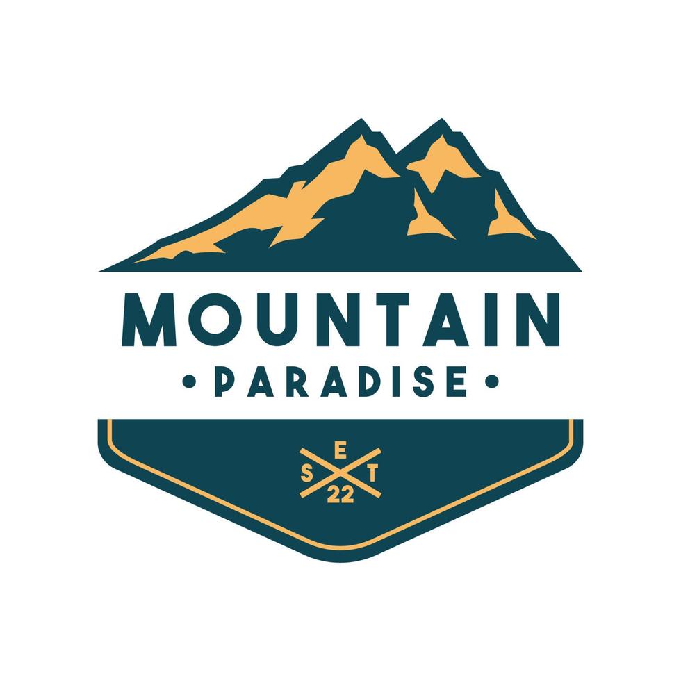 mountain outdoor badge logo design vector