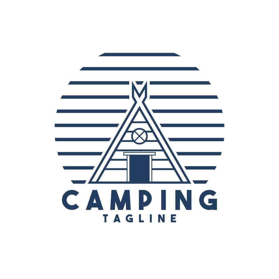logotipo retro de camping y aventura al aire libre vector