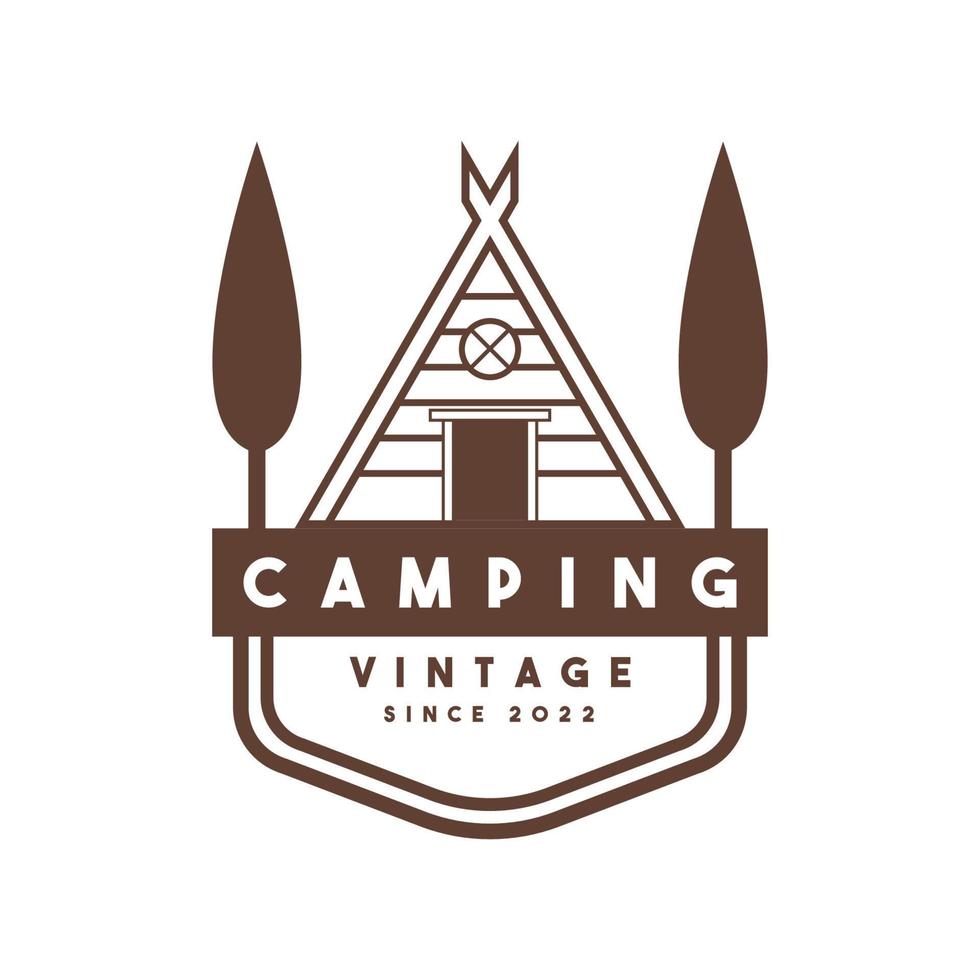 logotipo retro de camping y aventura al aire libre vector