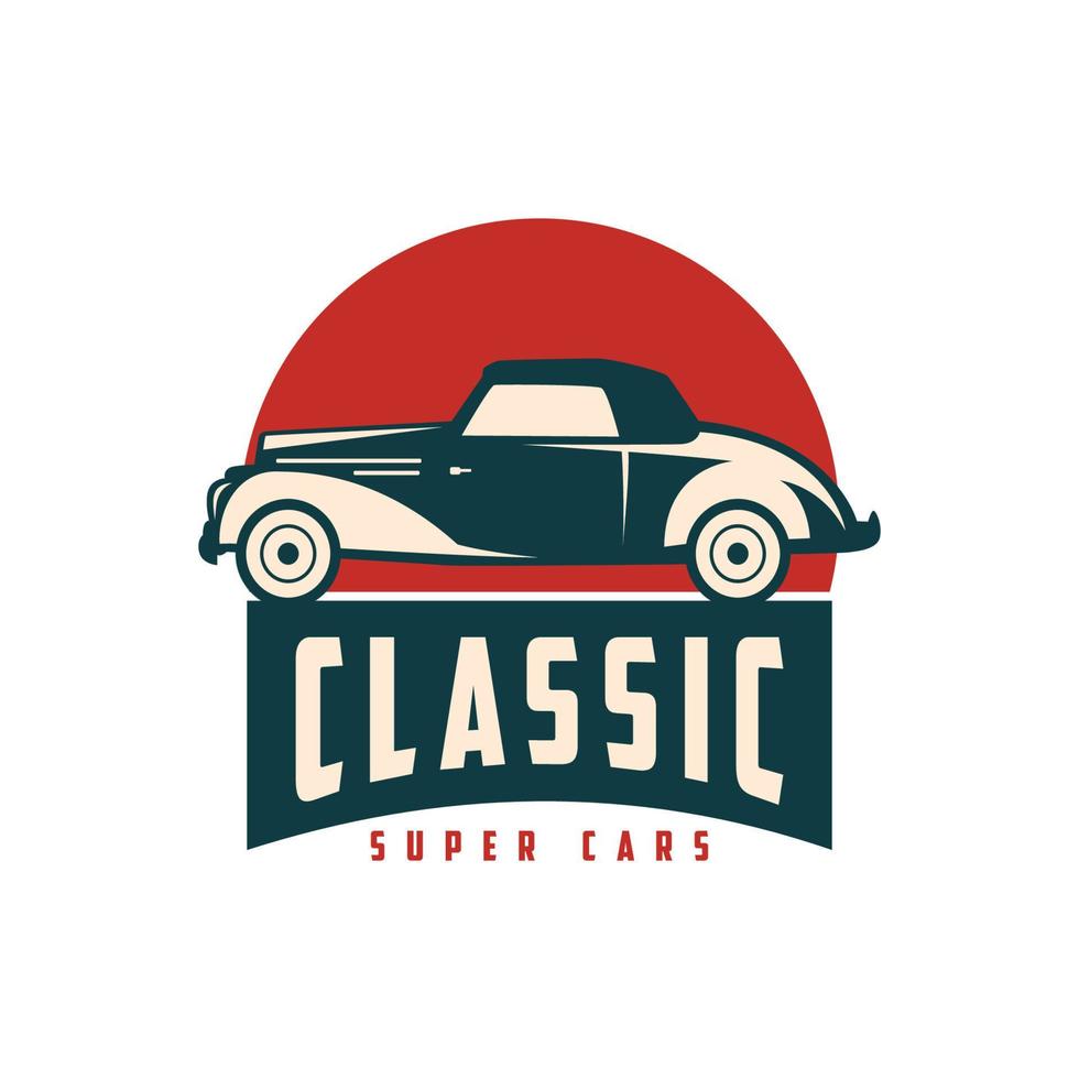 illustration classic car logo template Vector