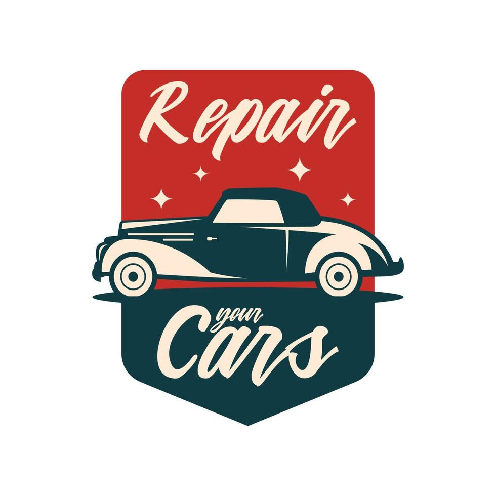 illustration classic car logo template Vector