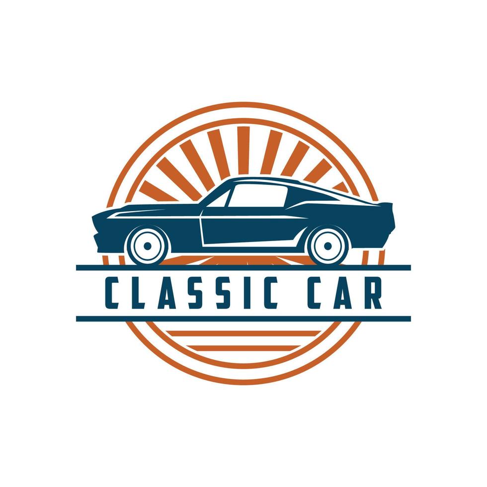 Classic car concept with old car side view vector