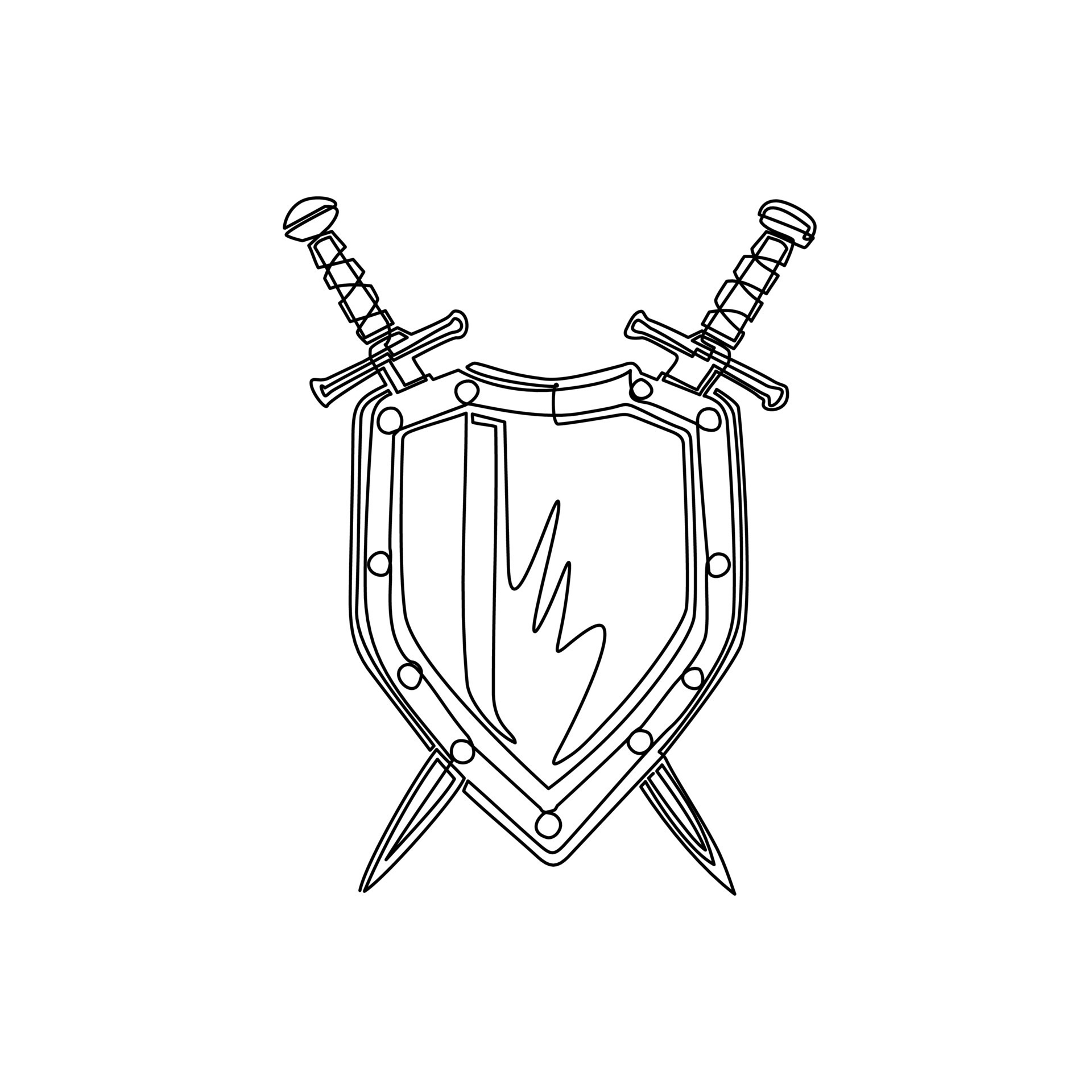 Shield with swords Hand drawn sketch  Stock Illustration 29997755   PIXTA