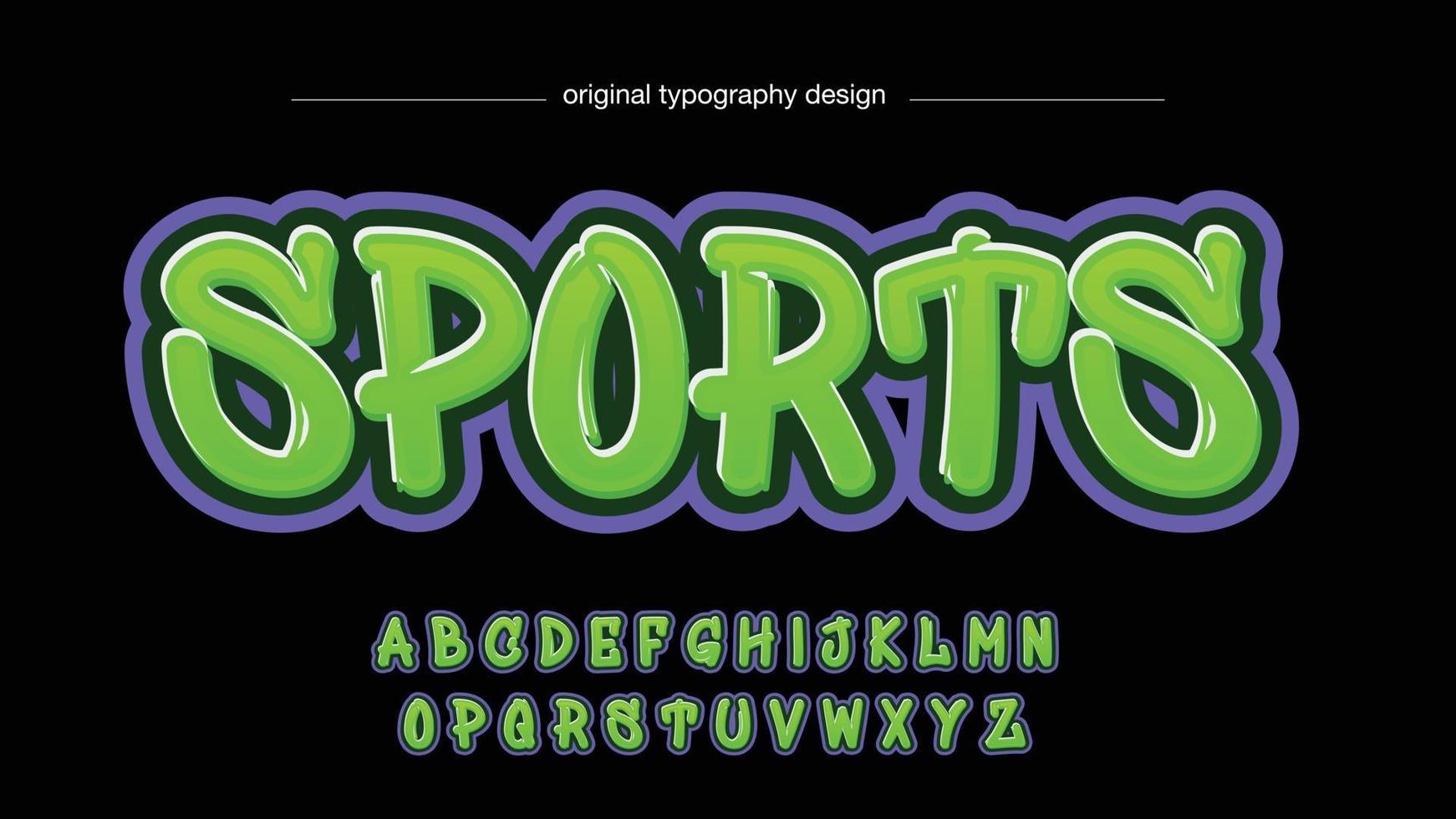 green and purple bold brush graffiti typography vector
