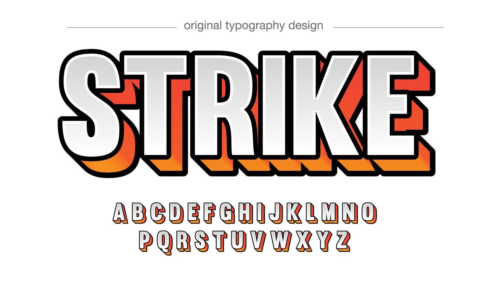 orange and silver 3d uppercase typography vector