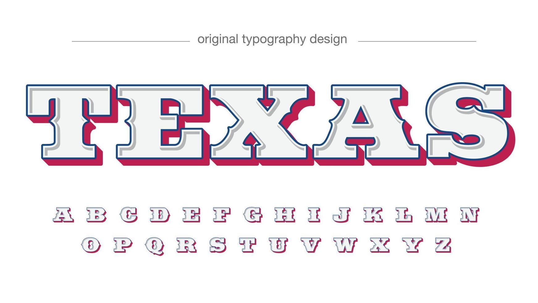 White red and blue 3d country western display typography vector