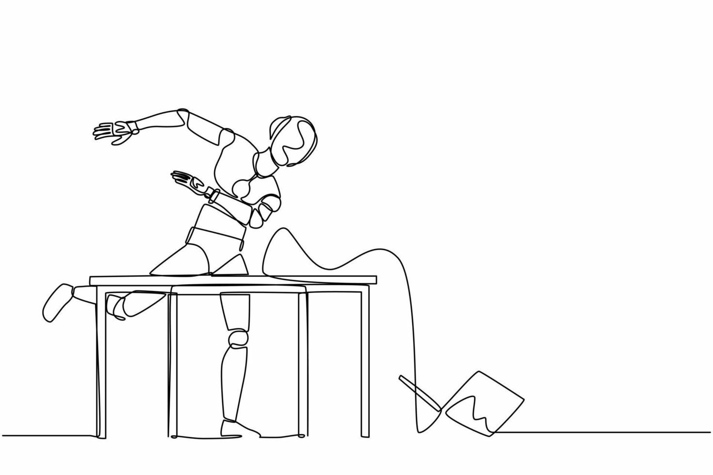 Continuous one line drawing frustrated robot is angry and throwing laptop.  Humanoid robot cybernetic organism. Future robotics development concept.  Single line draw design vector graphic illustration 10338406 Vector Art at  Vecteezy