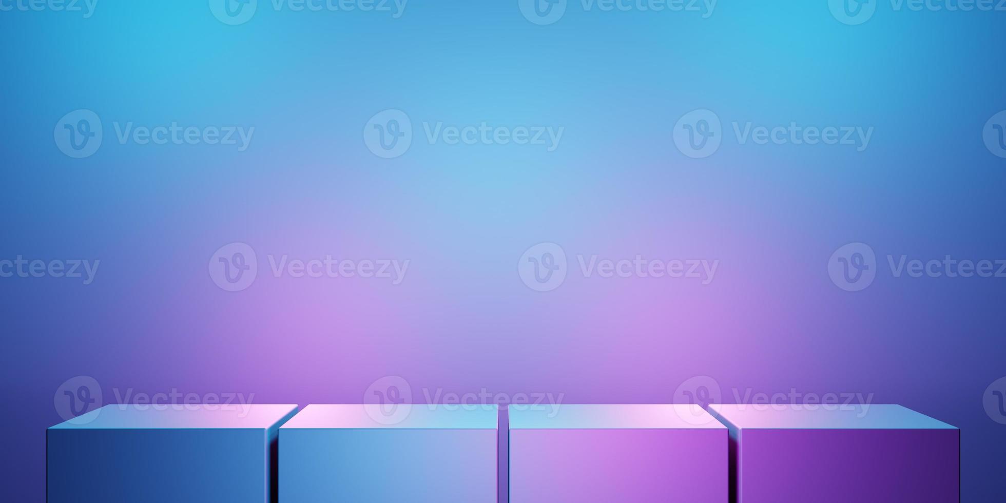 3d rendering of purple and blue abstract geometric background. Scene for advertising, technology, showcase, banner, cosmetic, fashion, business, metaverse. Sci-Fi Illustration. Product display photo
