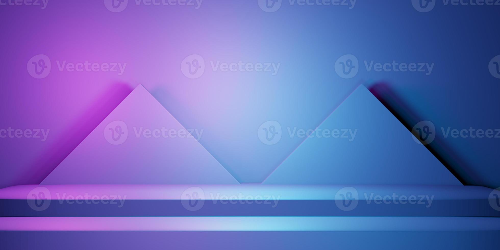 3d rendering of purple and blue abstract geometric background. Scene for advertising, technology, showcase, banner, cosmetic, fashion, business, sport, metaverse. Sci-Fi Illustration. Product display photo