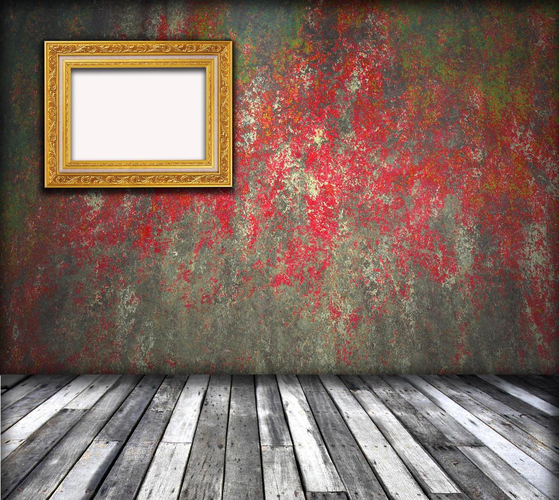 Old room, grunge interior with frames photo