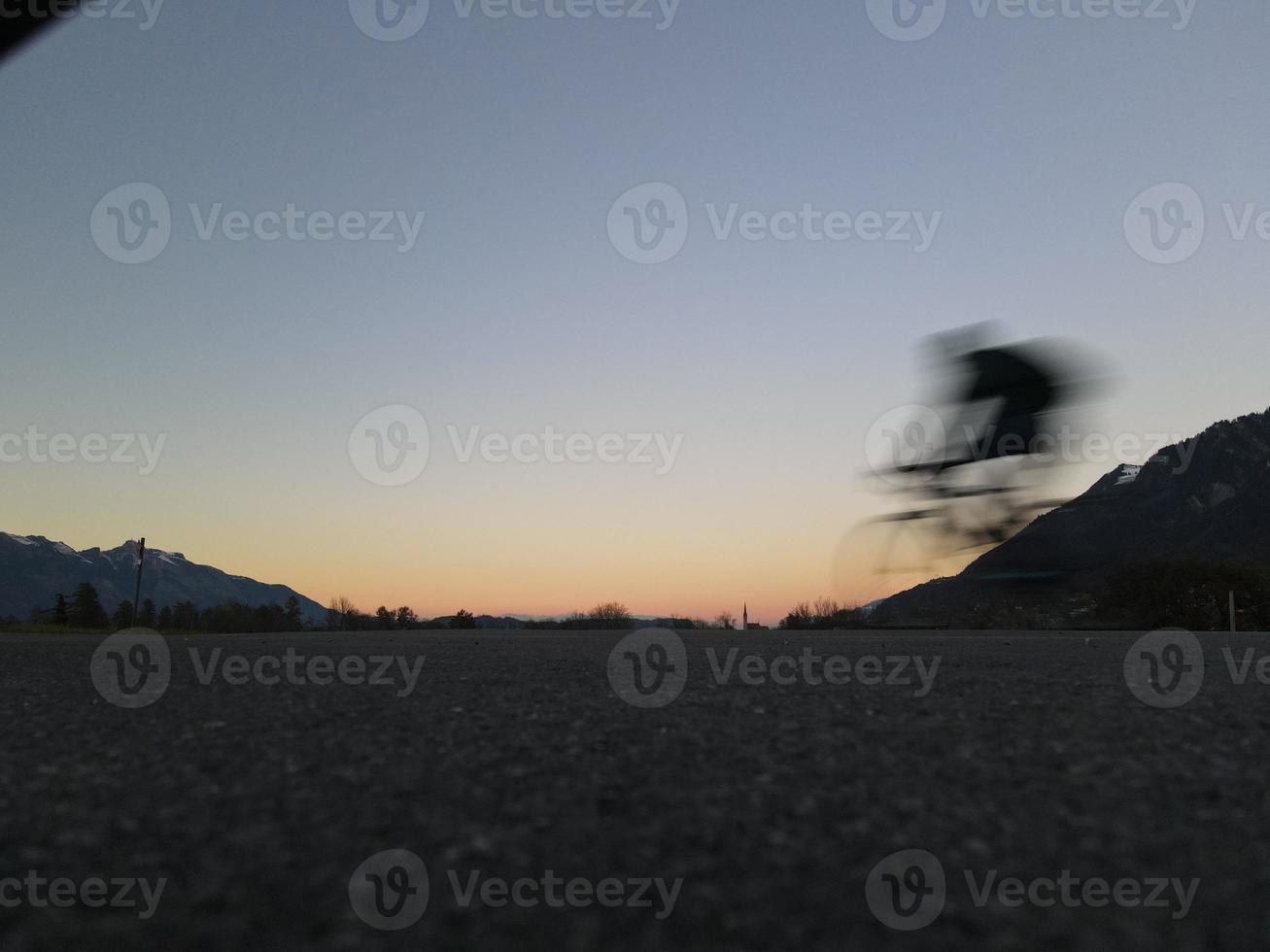 Biker with Sunset photo