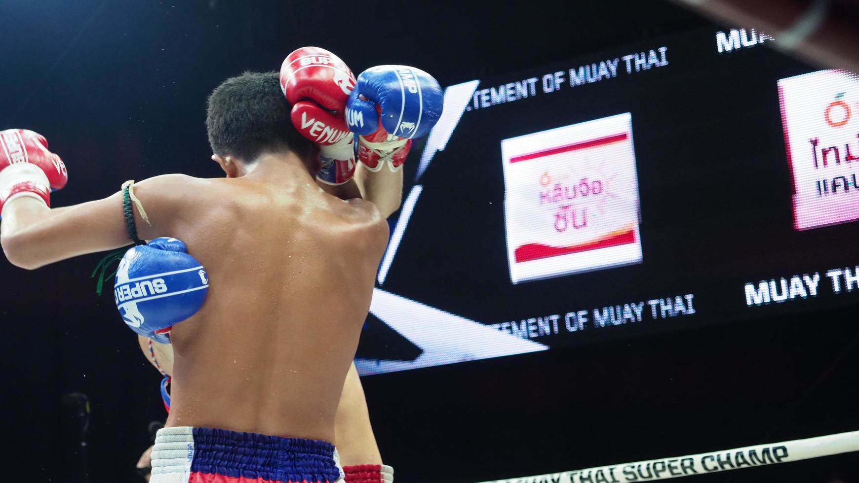 Bangkok Thailand November 11 2018. Unidentified Thai and foreign kick boxing photo