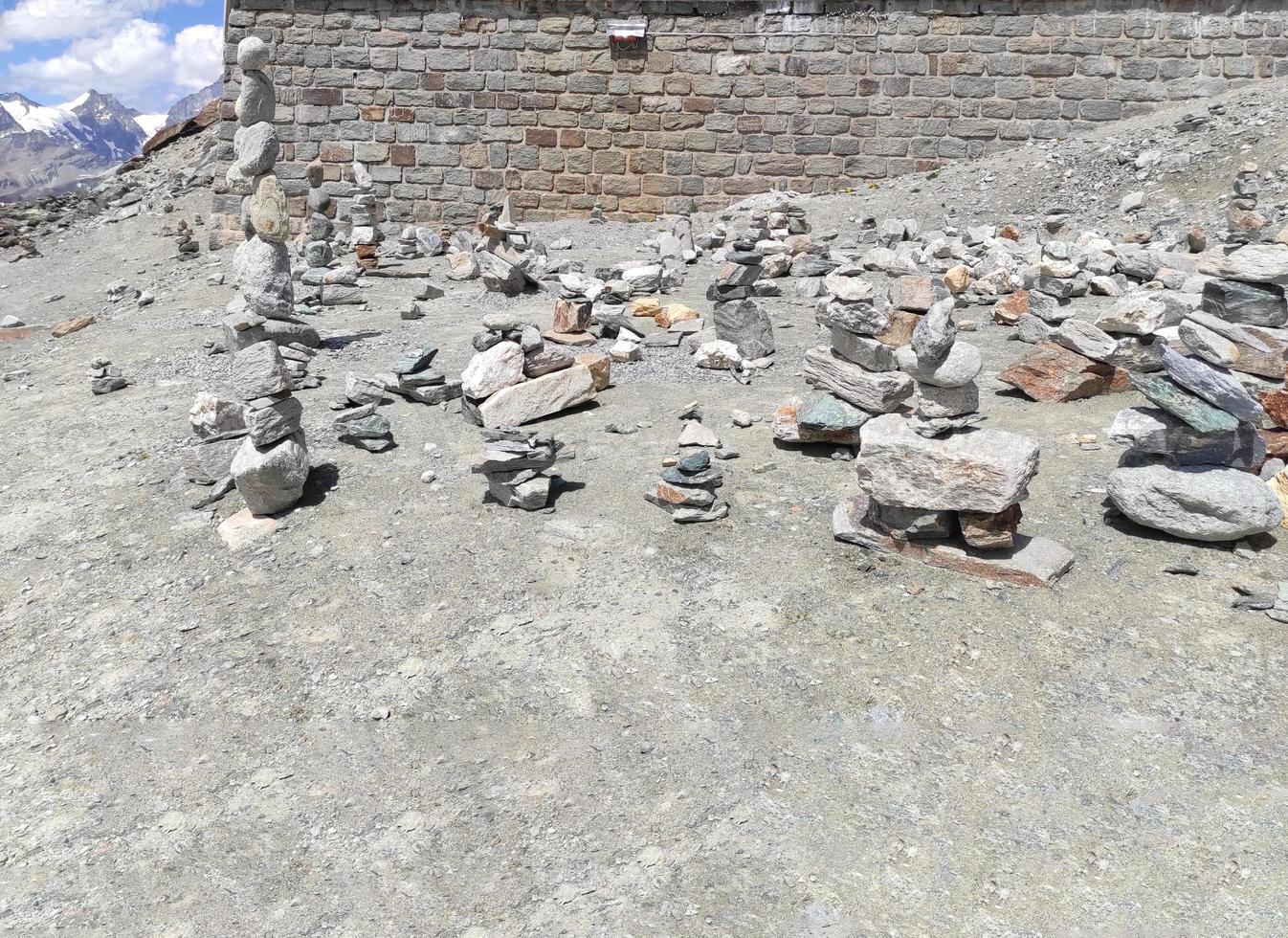 Stack of stones on top of the mountain arranged for meditation. photo