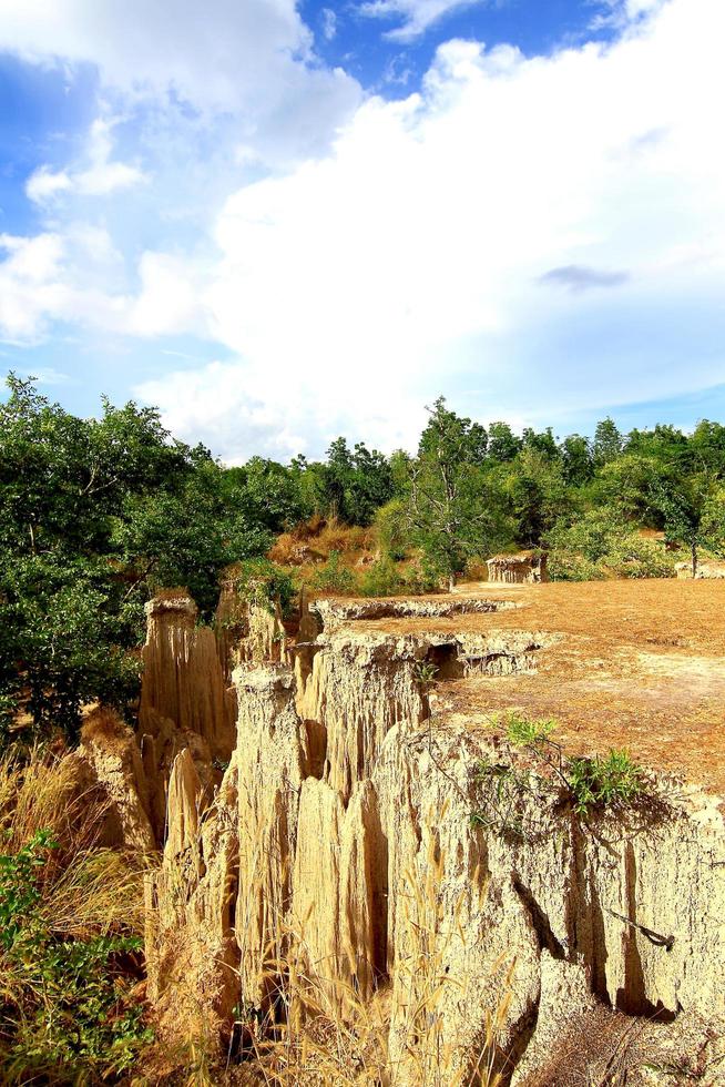 Happened from the soil erosion of Rain and wind naturally photo