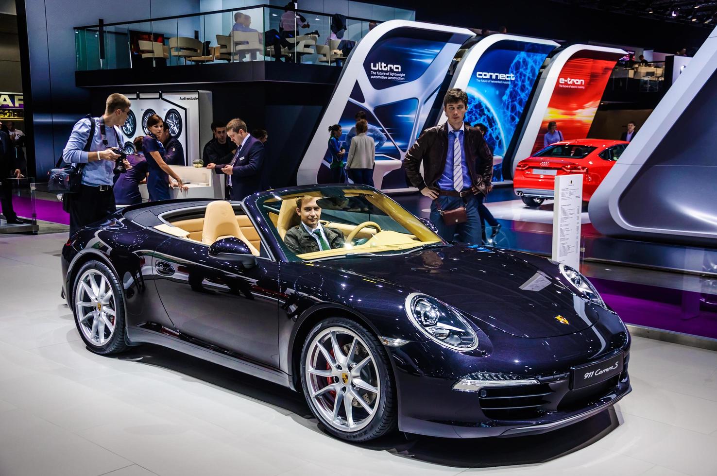MOSCOW, RUSSIA - AUG 2012 PORSCHE 911 CARRERA S CABRIO 991 presented as world premiere at the 16th MIAS Moscow International Automobile Salon on August 30, 2012 in Moscow, Russia photo