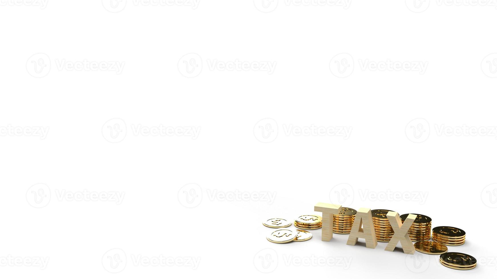 The wood tax and coin 3d rendering image for business content. photo