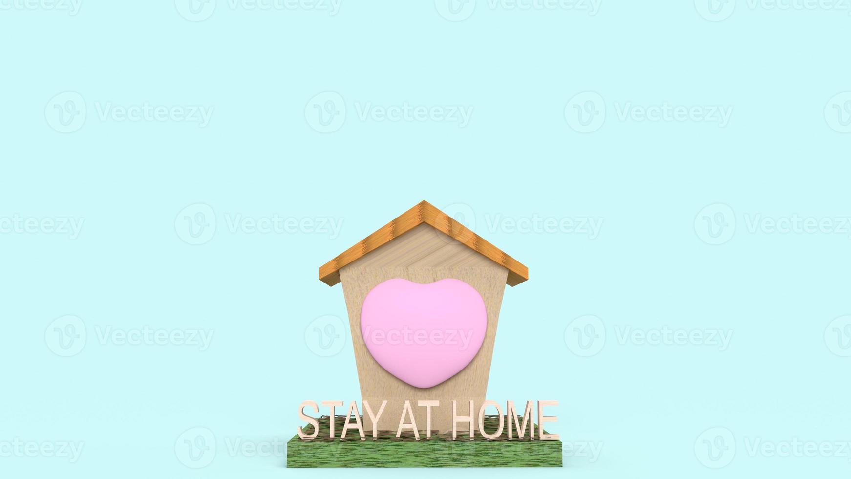 home wood toy and text  stay at home 3d rendering for  quarantine content. photo