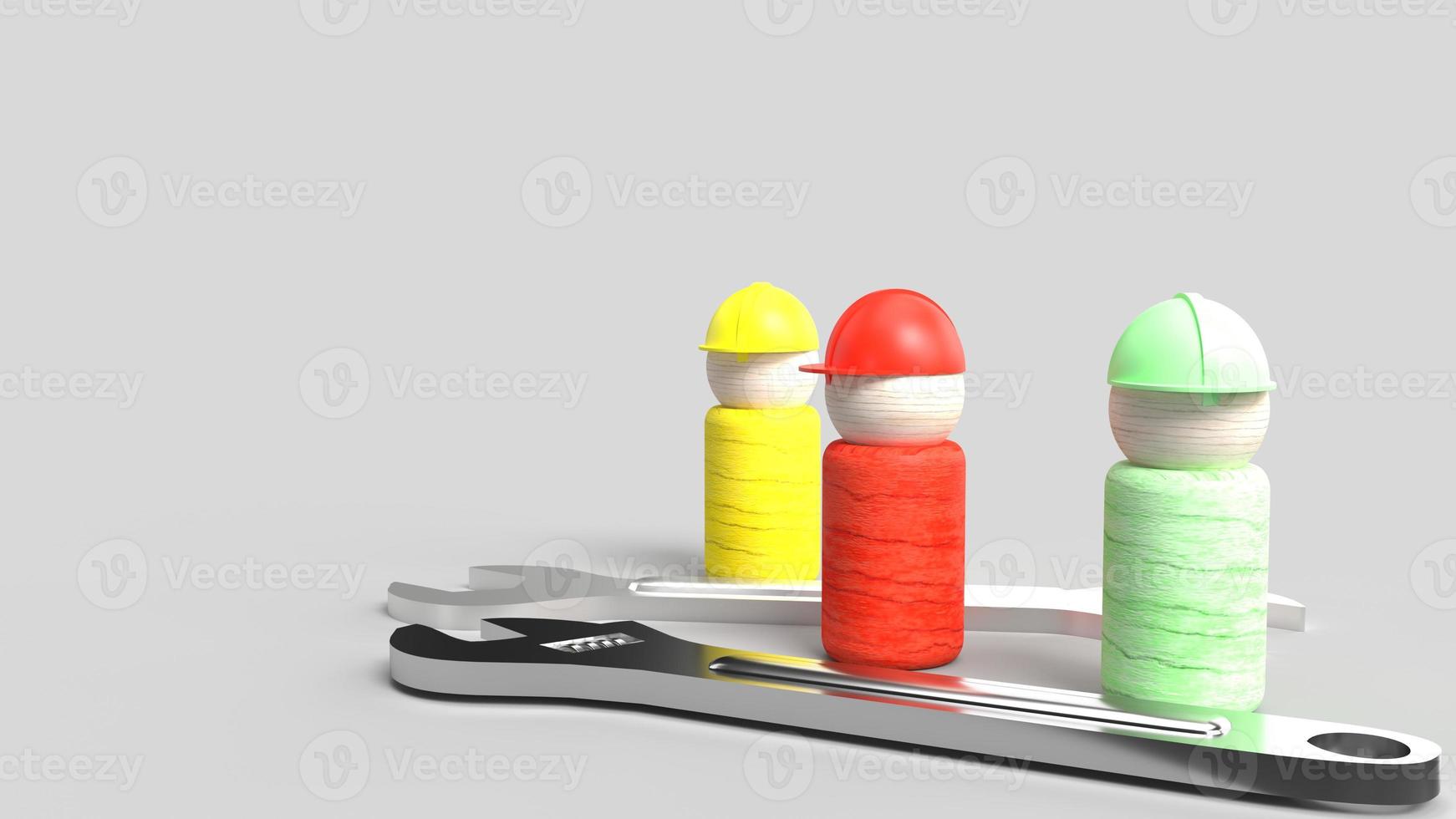wooden toy and wrench on blue  3d rendering for labour day content photo