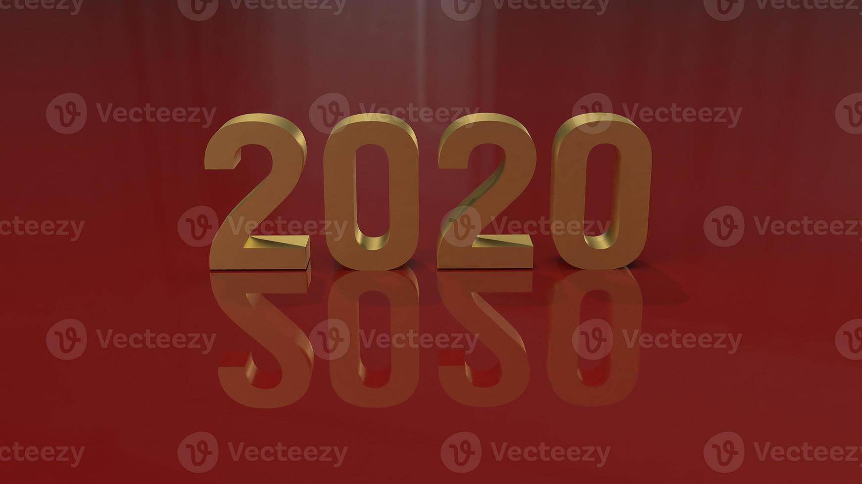 3d rendering 2020 gold number for new year  concept. photo