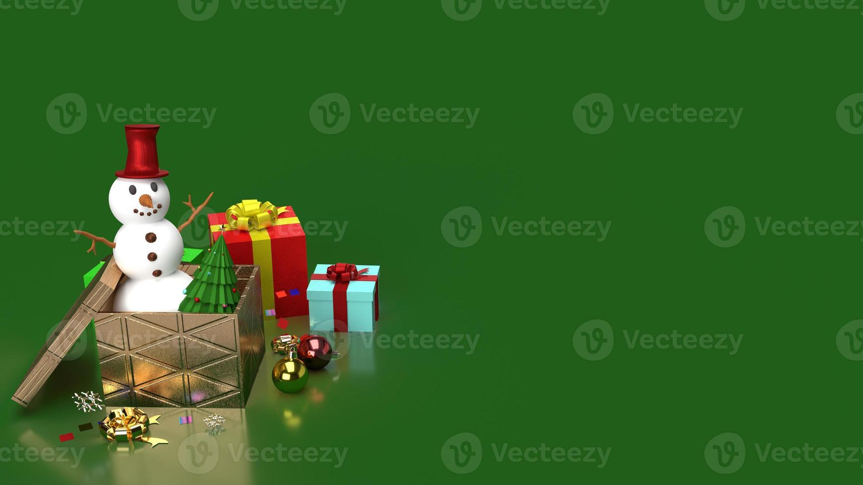 snowman and gift boxes  for Christmas content 3d rendering photo