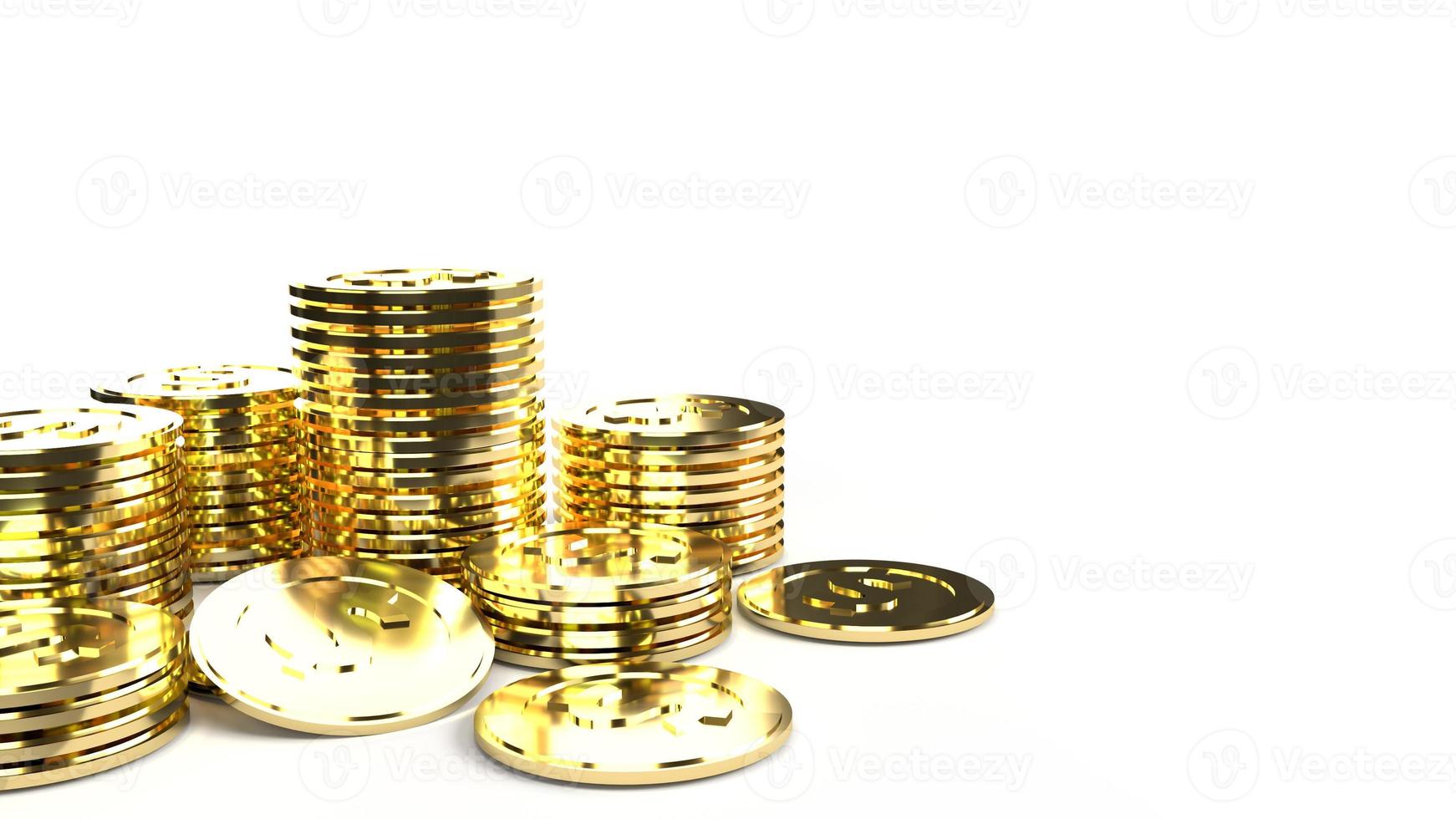 The  gold coins group 3d rendering on white background  for business content. photo