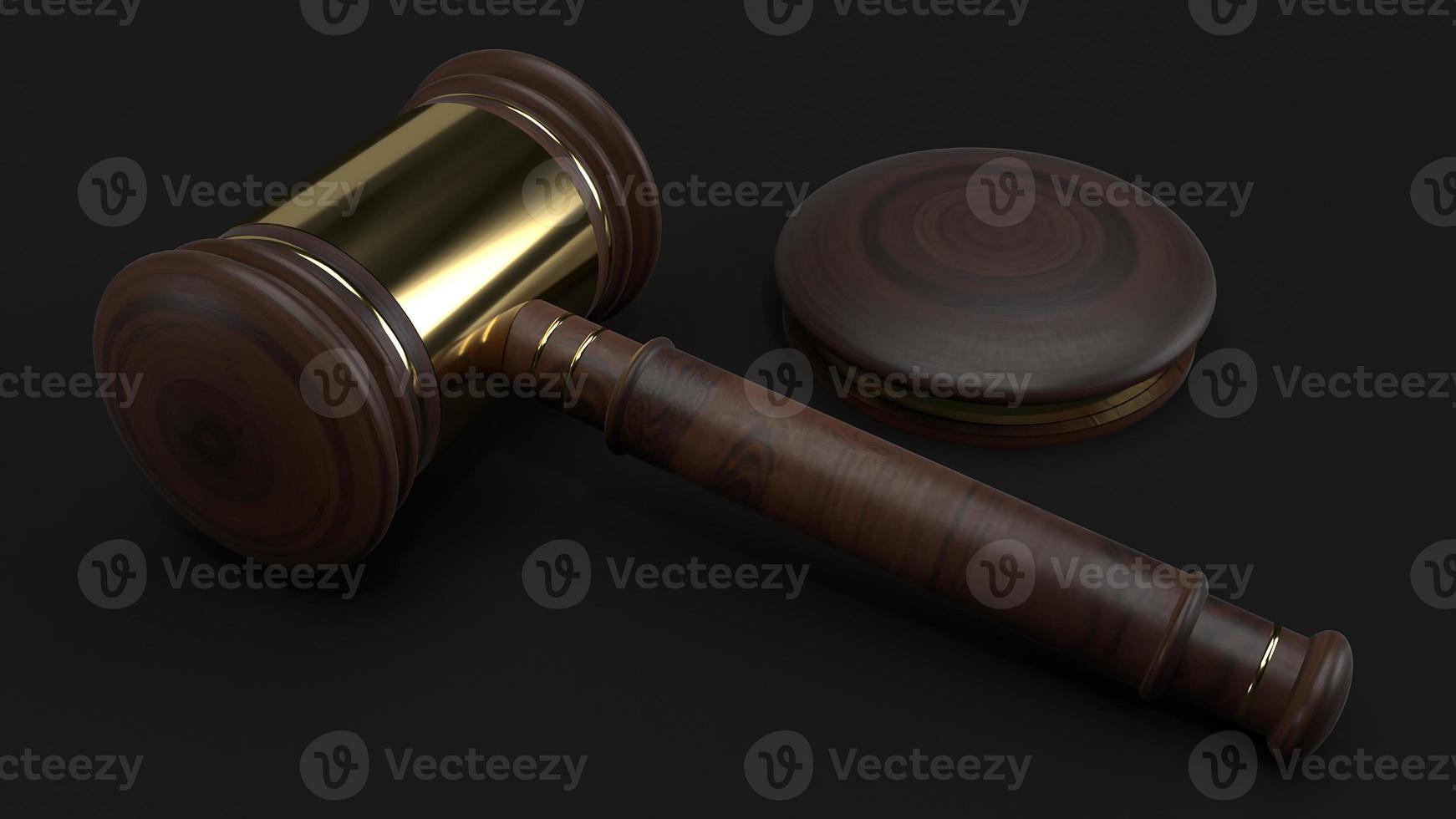 Hammer wood 3d rendering for law concept. photo