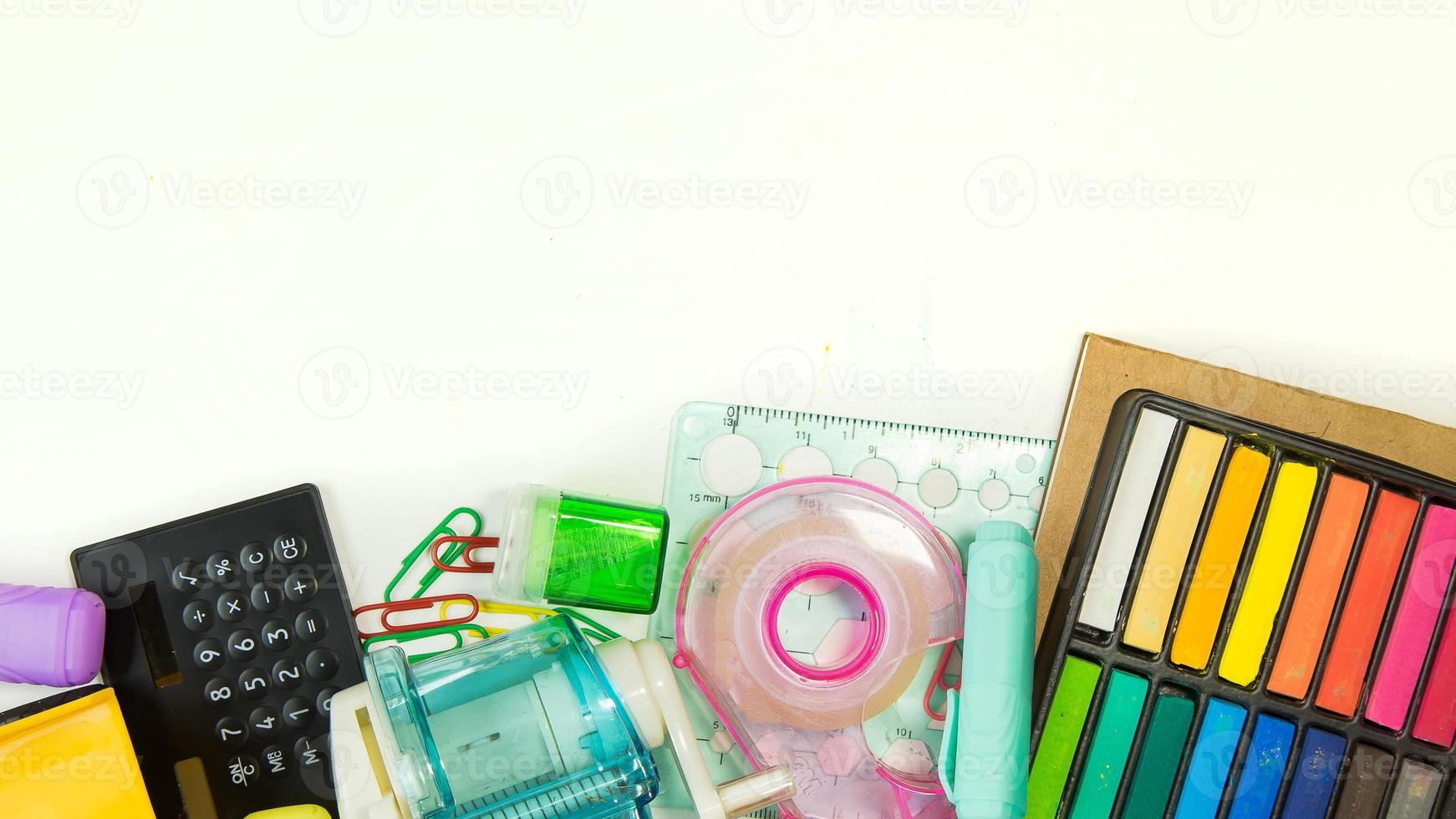 The  back to School supplies  background  for your design. photo