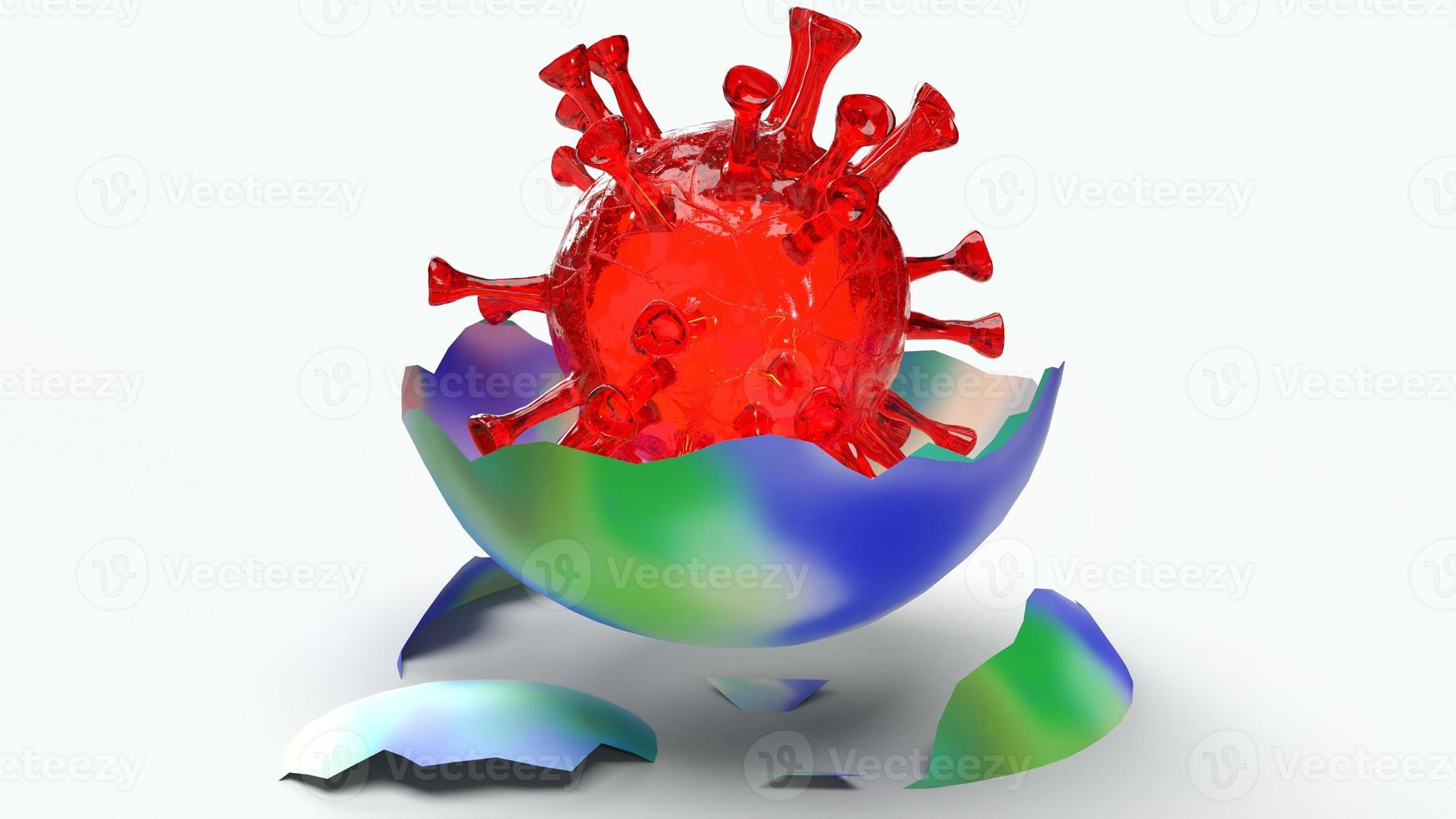 virus in world crack 3d rendering for medical content. photo