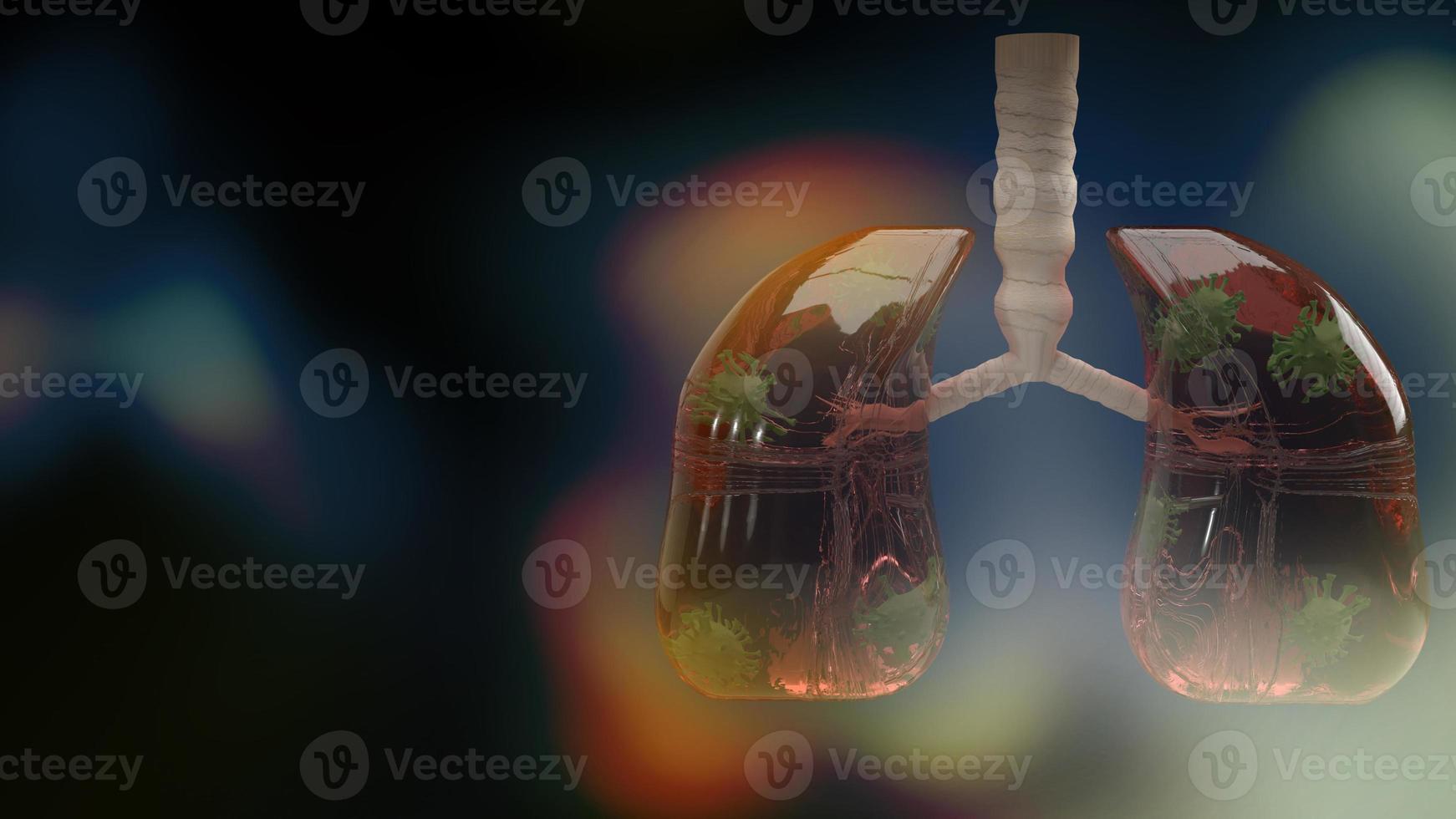 Representación 3d del virus pulmonar para contenido de coronavirus. foto