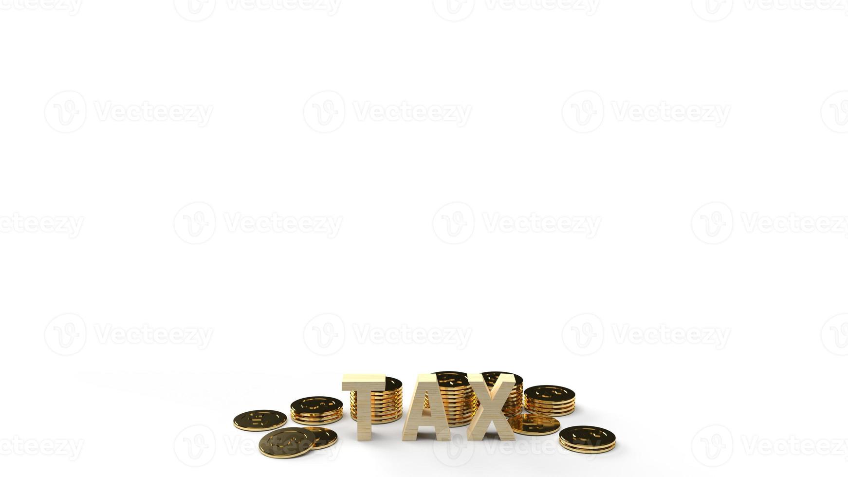 The wood tax and coin 3d rendering image for business content. photo