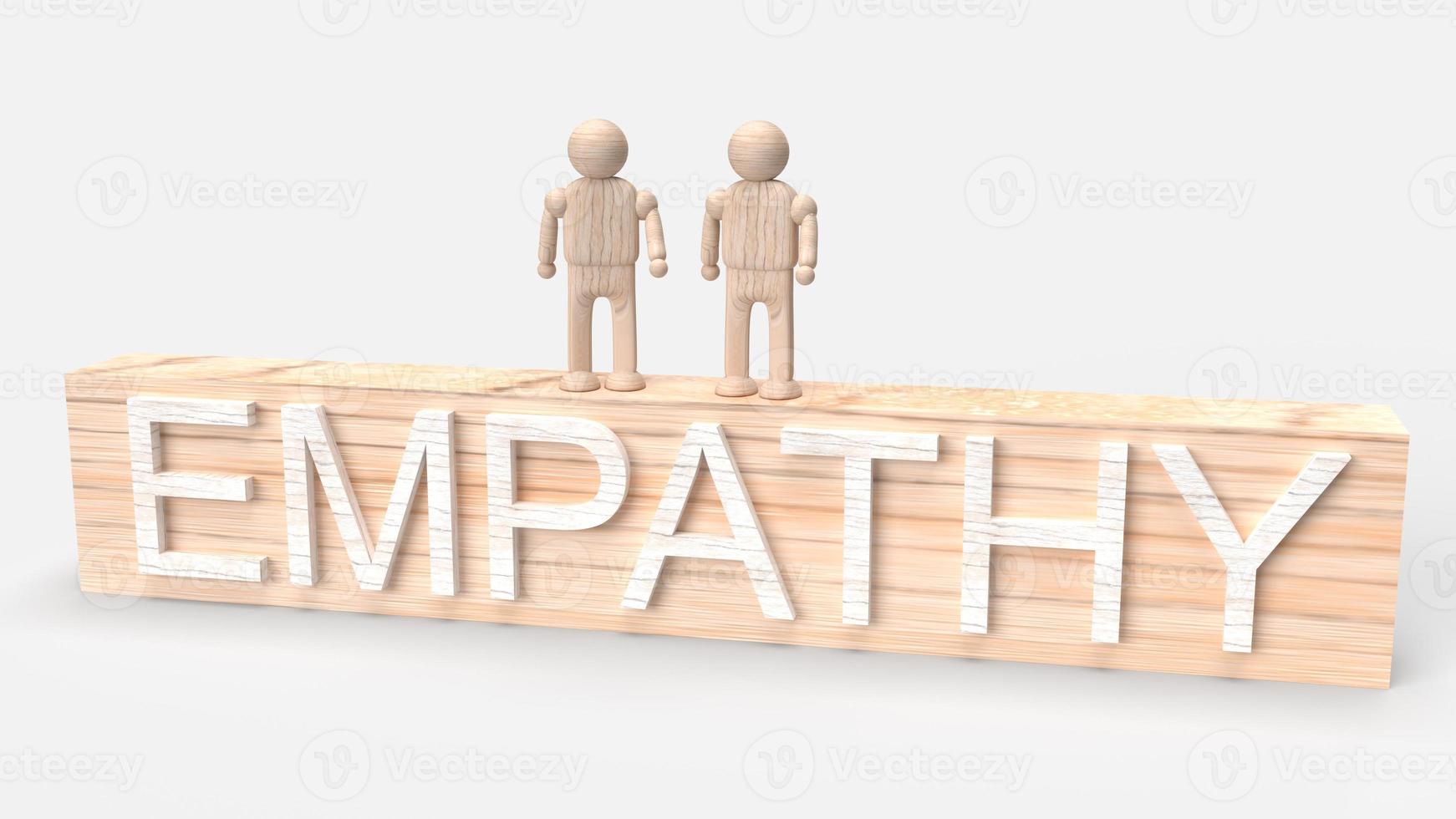 figure toy and  empathy wood text 3d rendering for background content. photo