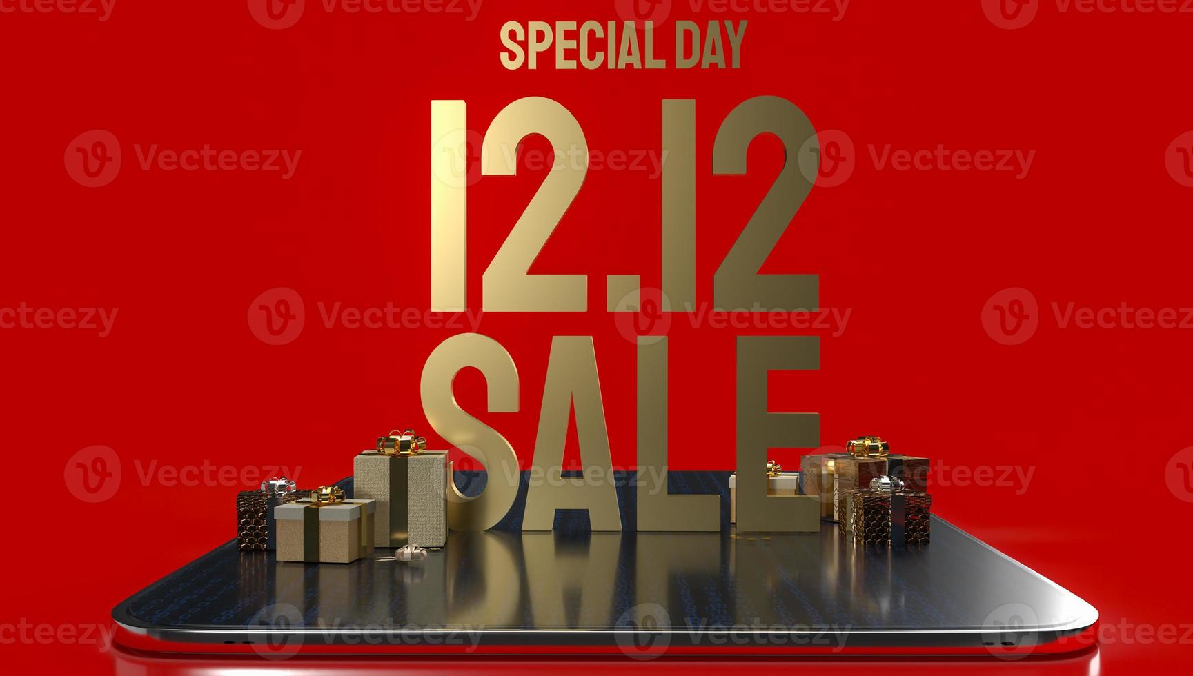 12.12 gold text for shopping or business content 3d rendering photo