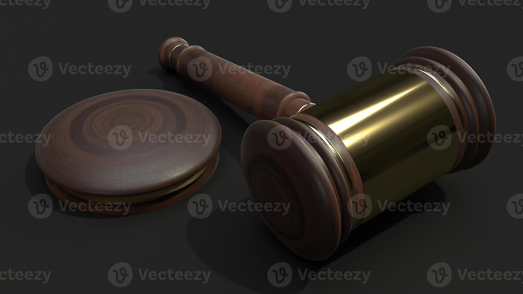 Hammer wood 3d rendering for law concept. photo