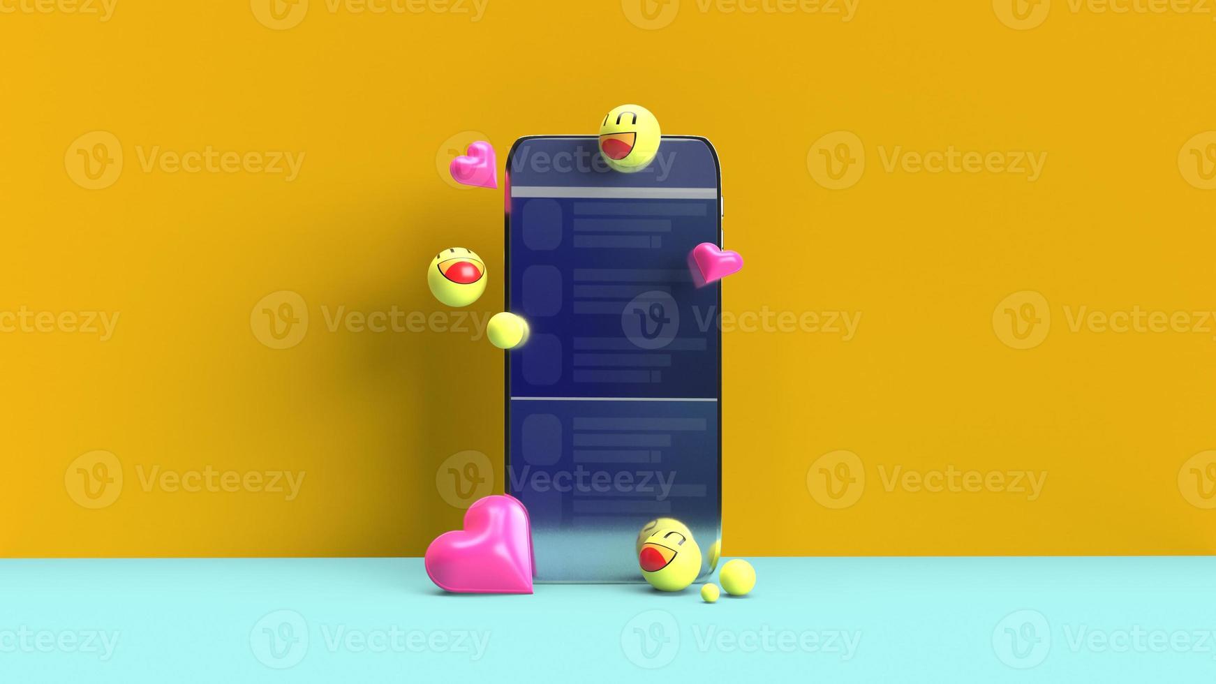 smartphone  emotion icon 3d rendering image for  social media concept. photo