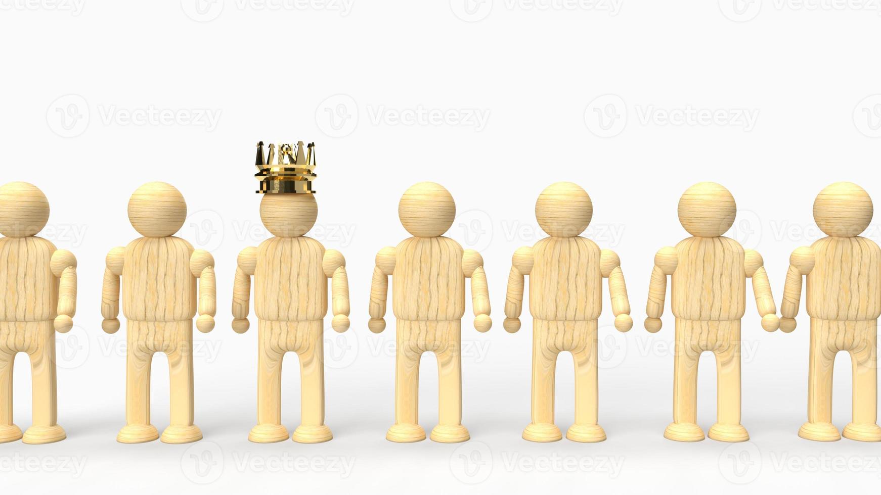 human wood and gold crown 3d rendering for business content. photo