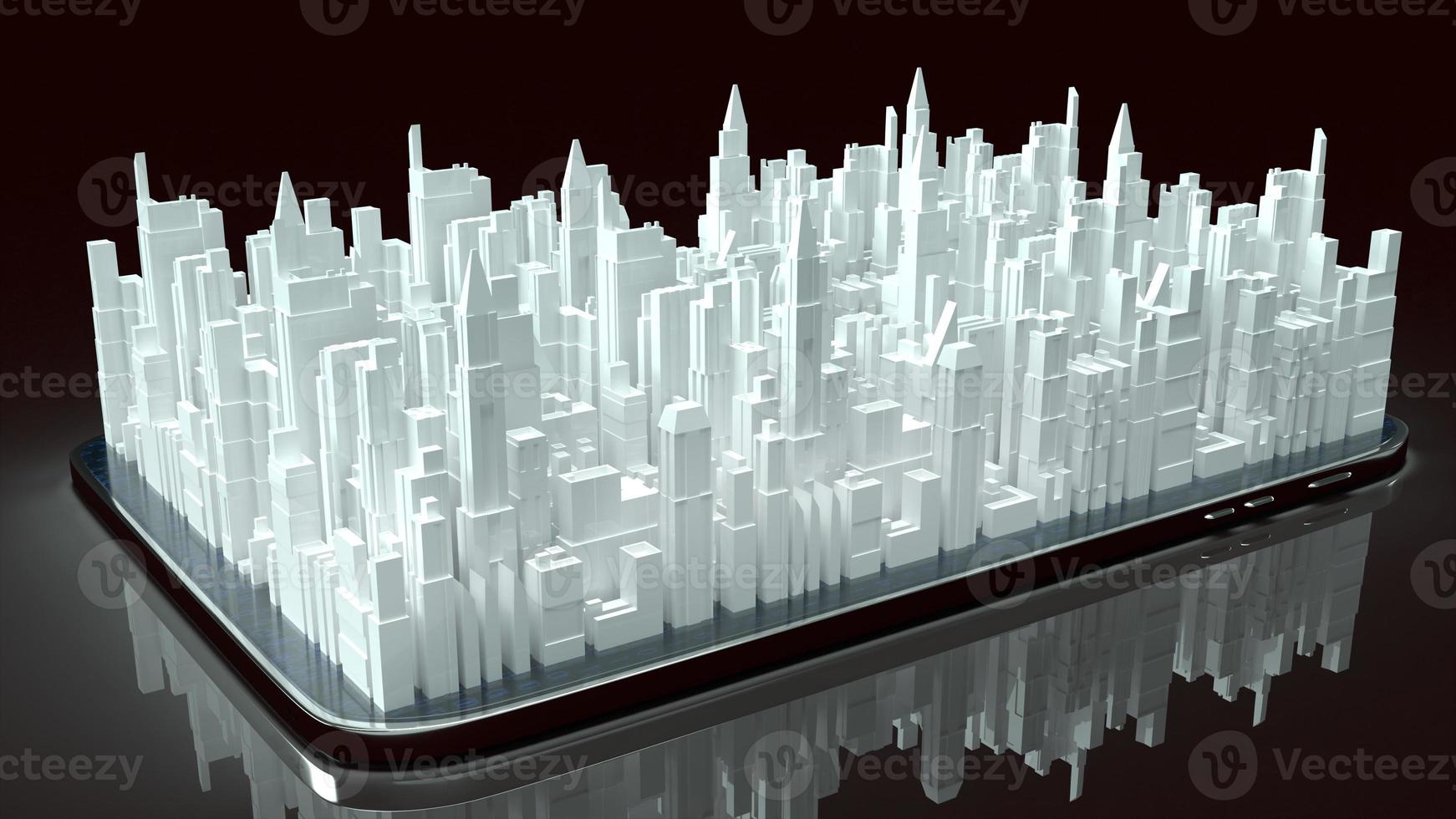 building city on tablet for property content 3d rendering. photo