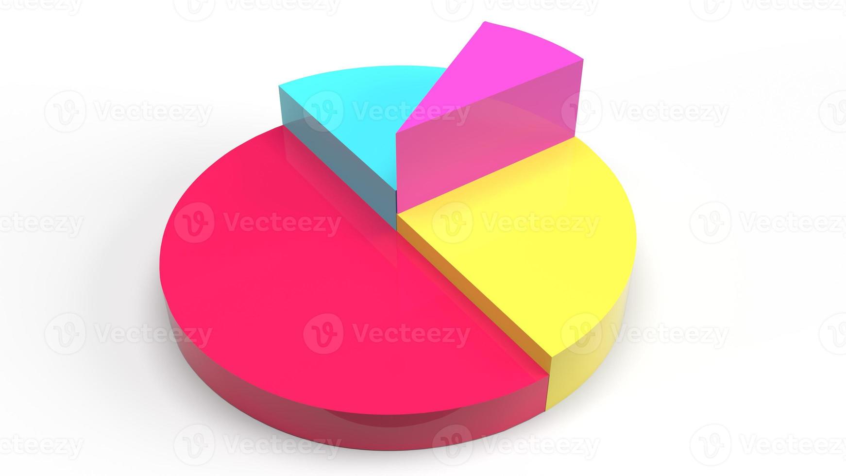 multicoloured pie chart 3d rendering on white background for business content. photo