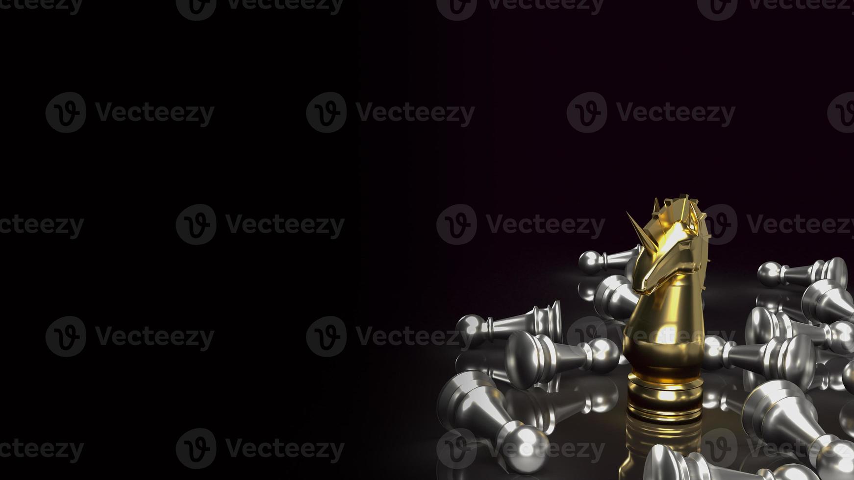 The gold unicorn chess for start up business content 3d rendering photo