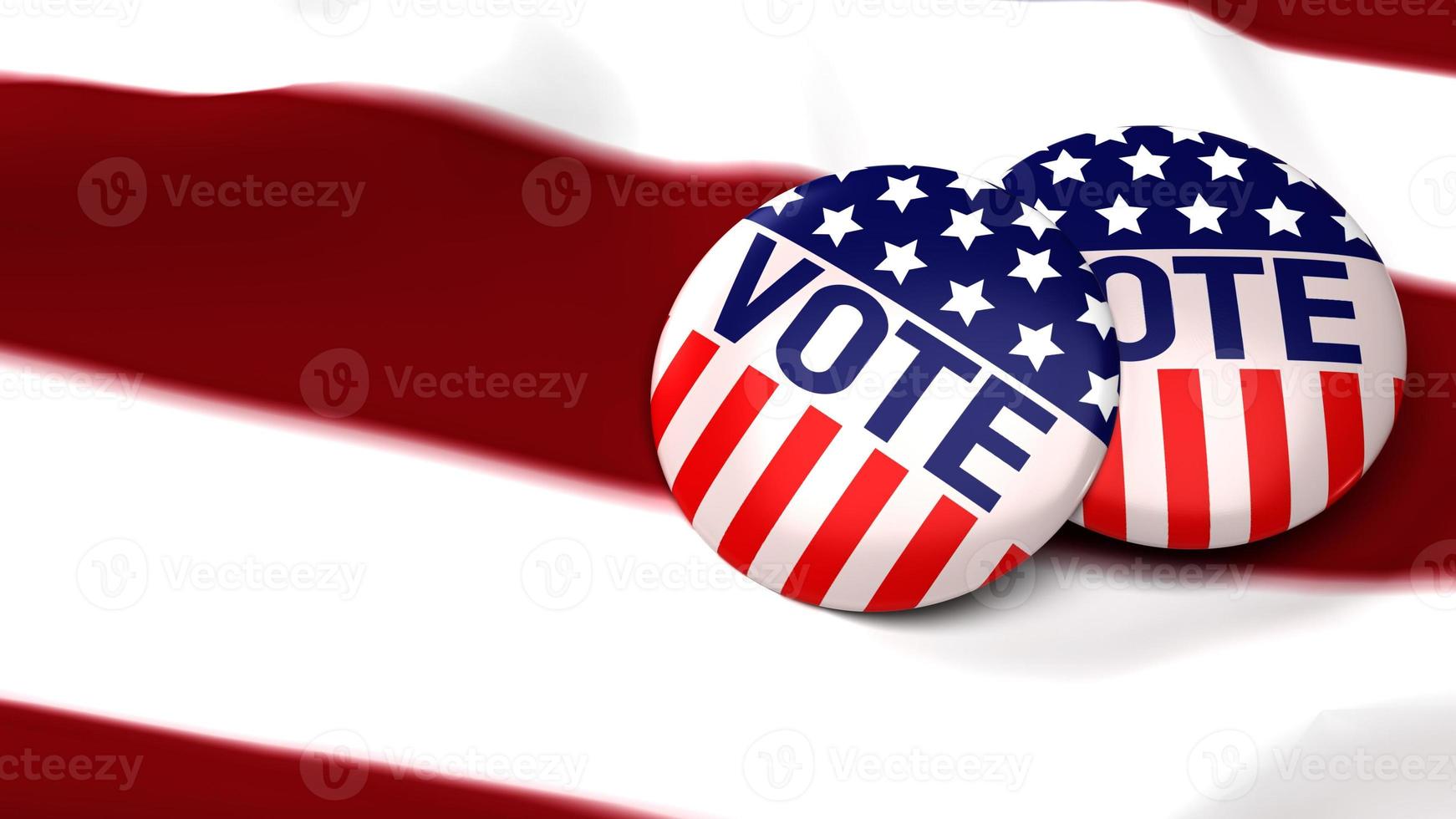 American vote badge on flag for social content 3d rendering photo