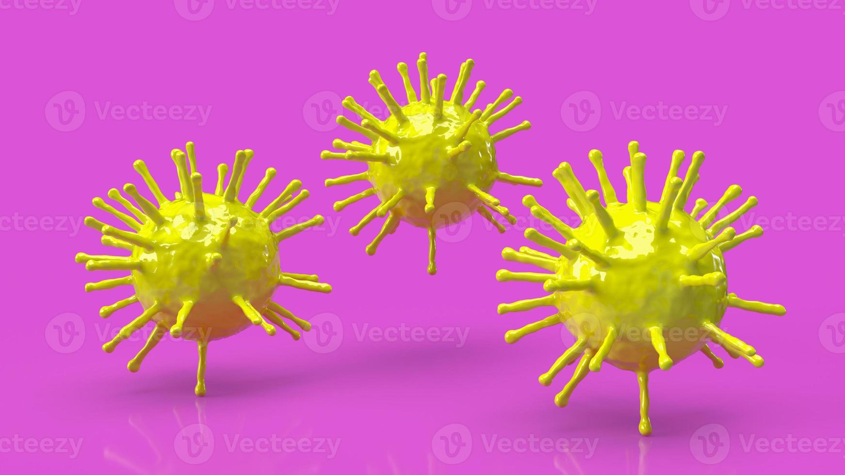 The yellow virus on pink background for outbreak content 3d rendering photo