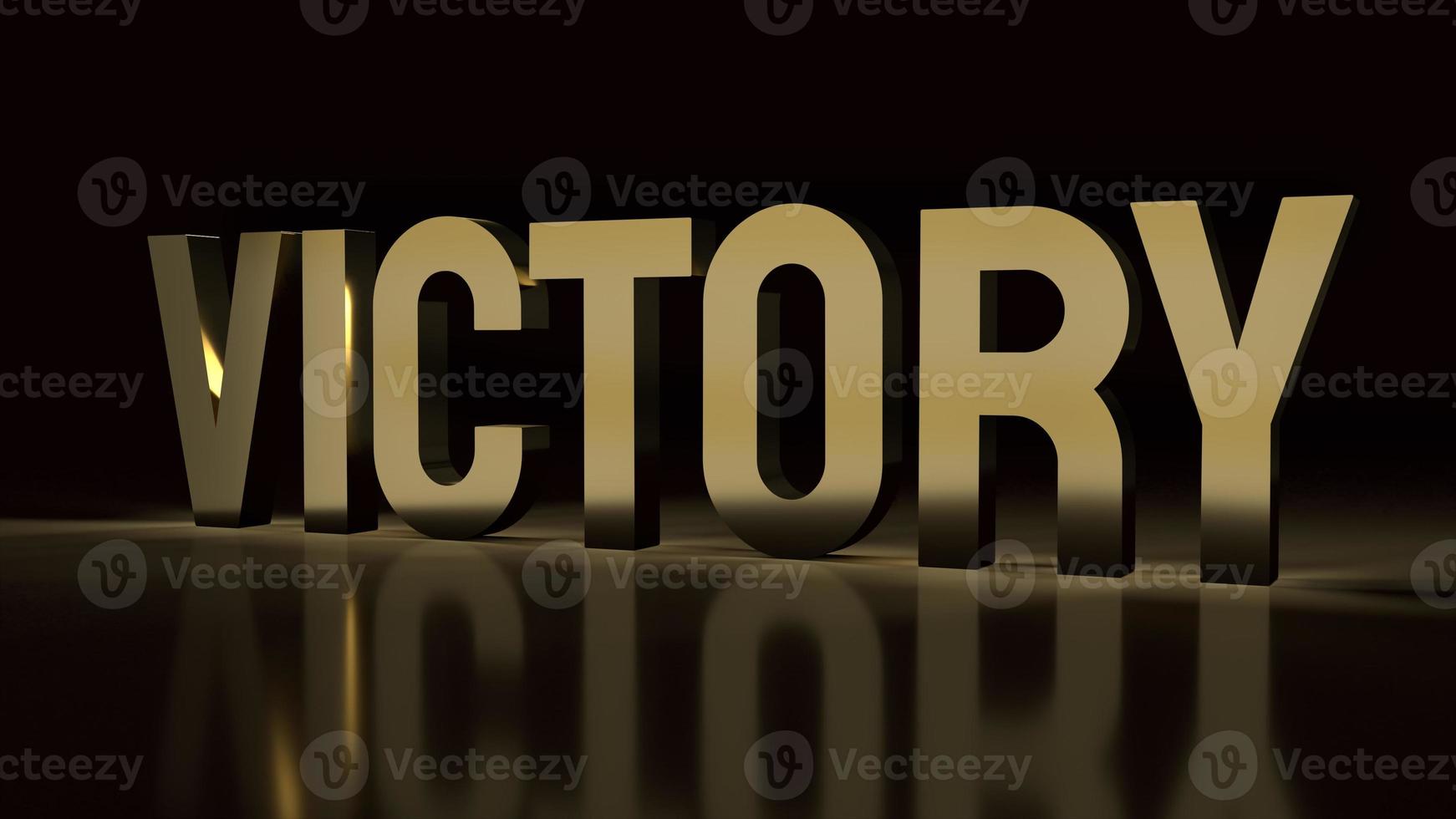 The victory text gold surface in black background 3d rendering. photo