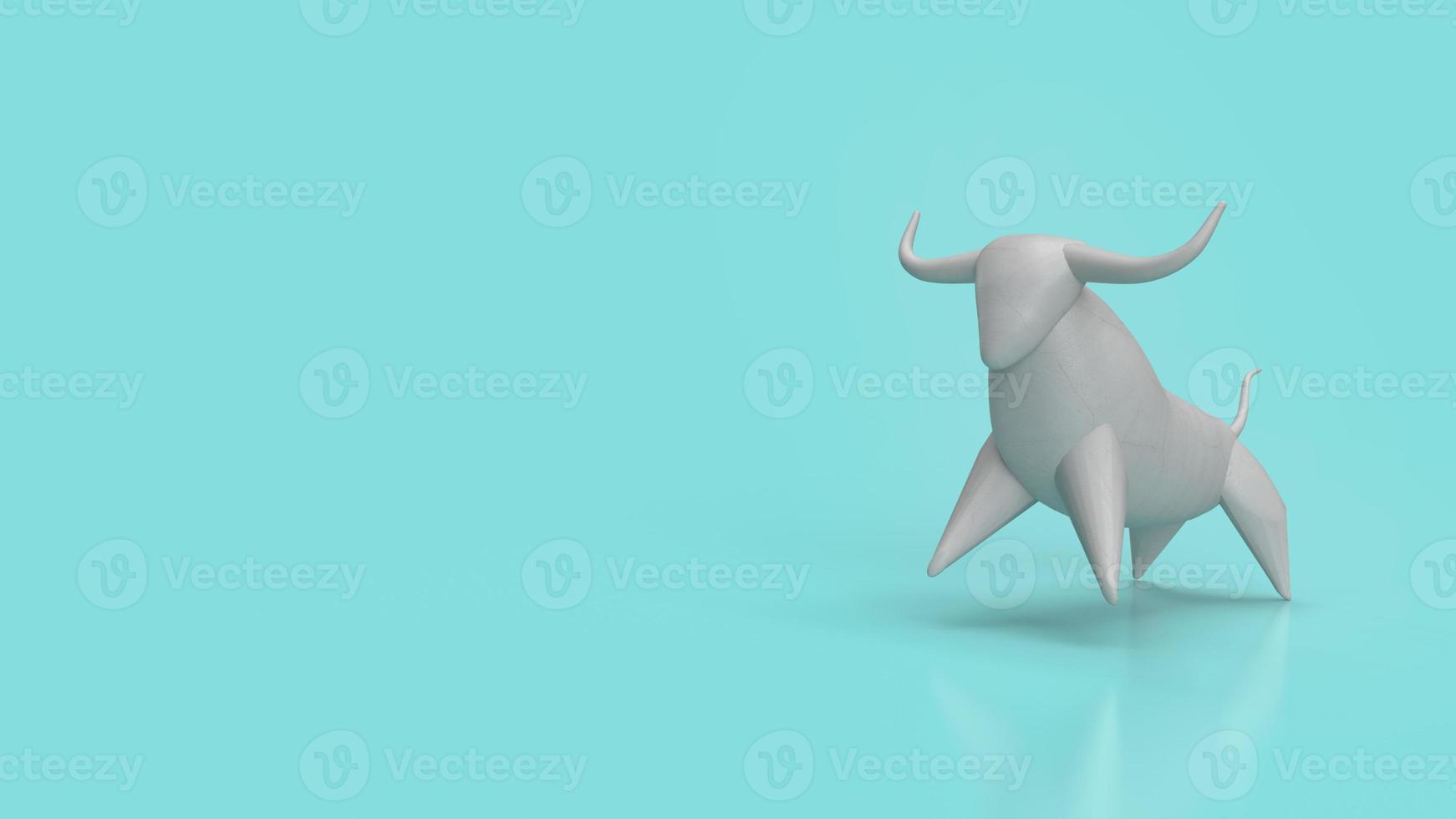 white stone bull on blue background for business content 3d rendering. photo