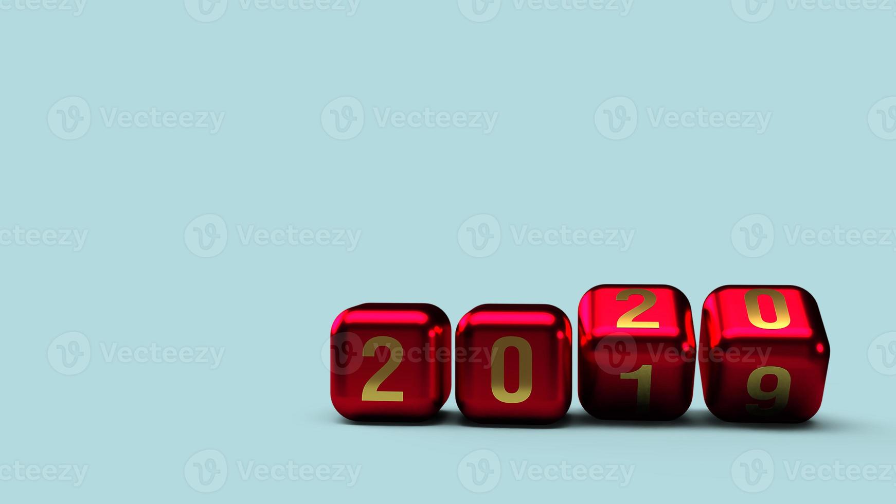 2020 gold number on cubes red Metallic color 3d rendering for new year content. photo