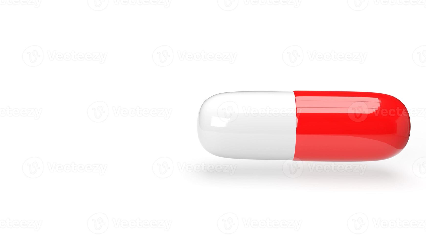 red white capsule 3d rendering for medical content. photo