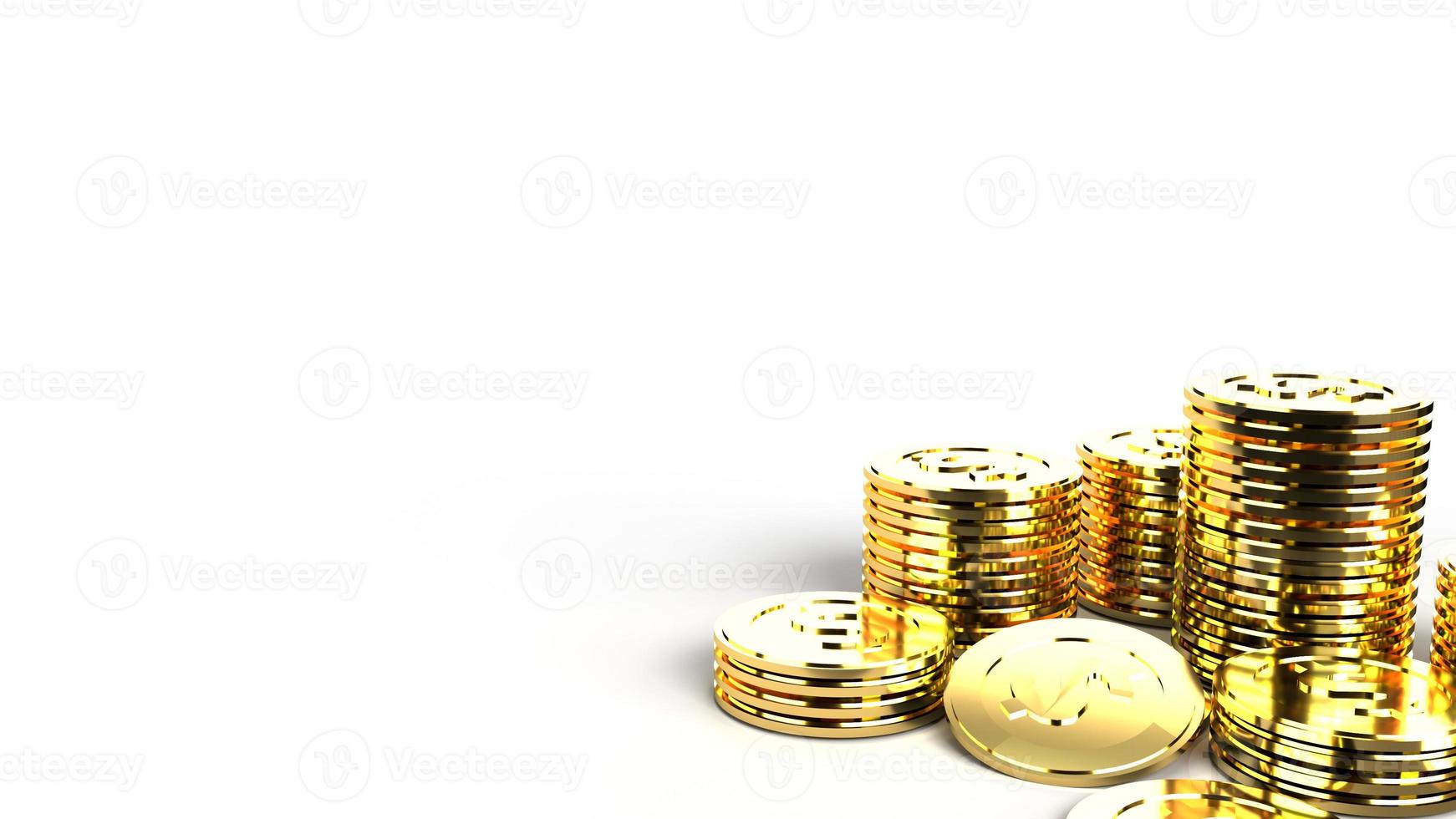 The  gold coins group 3d rendering on white background  for business content. photo