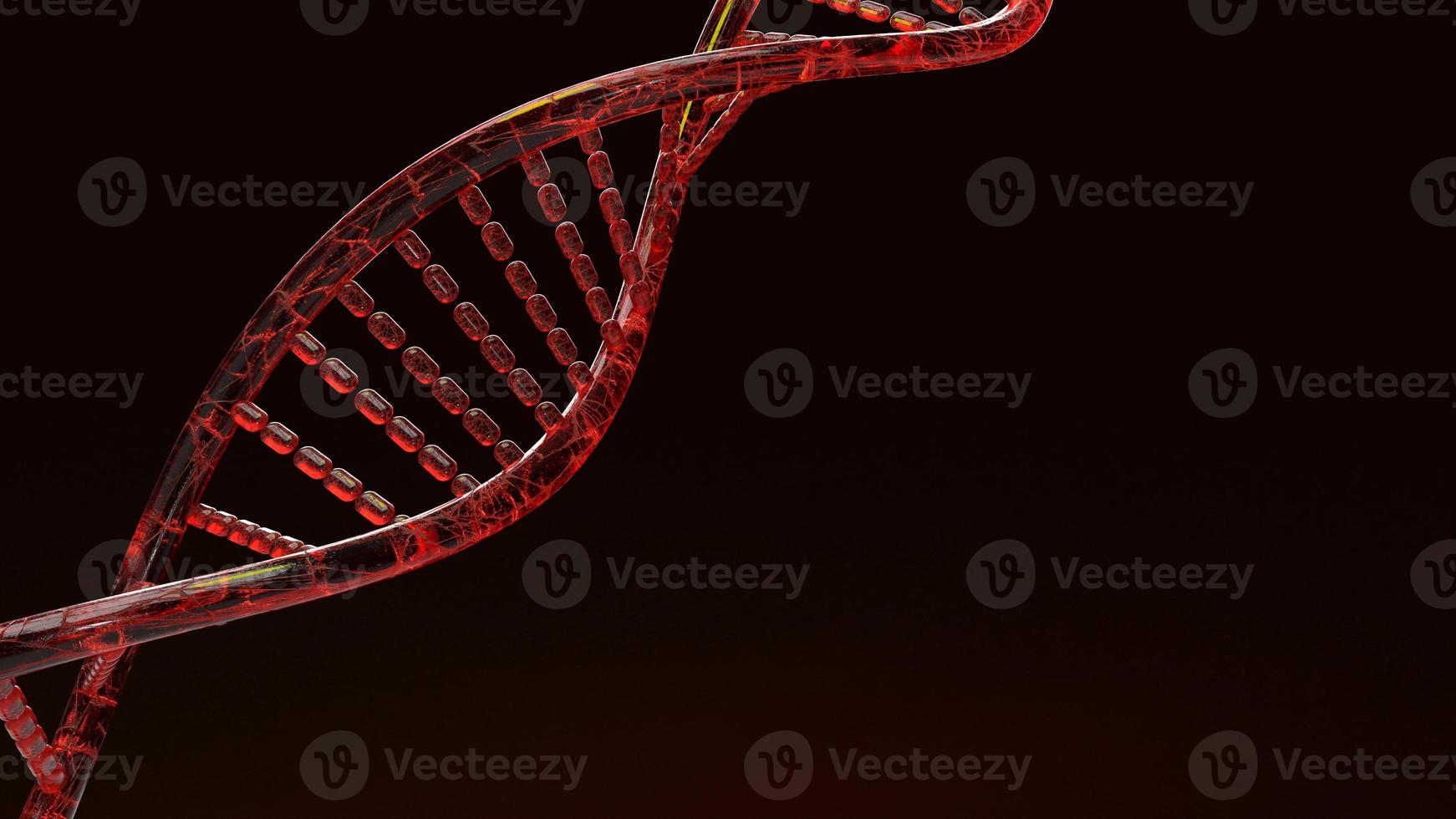 red Dna 3d rendering on black background for science content. photo