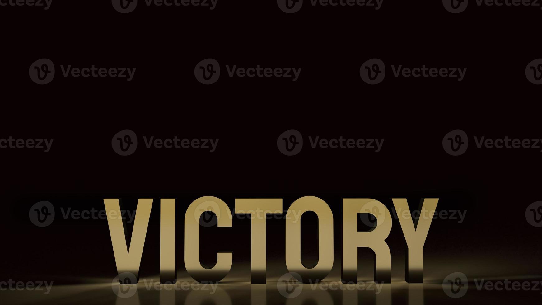 The victory text gold surface in black background 3d rendering. photo