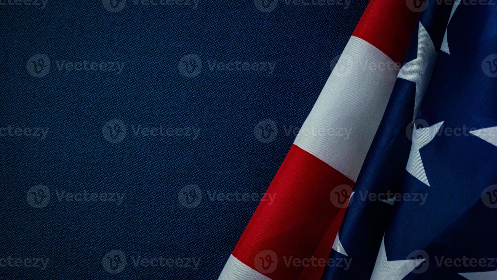 American flag on blue  independence day content. photo